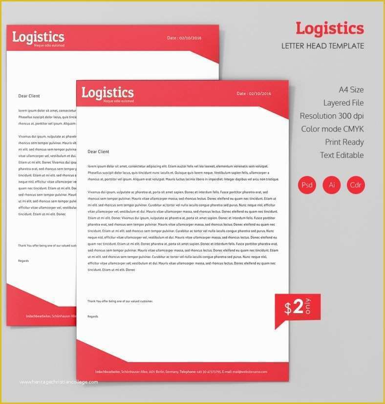 Free Printing Press Website Templates Of Simple Logistics A4 Letterhead Template