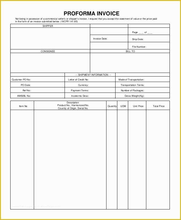 Free Pro forma Template Of 15 Pro forma Templates Free Excel Word Pdf formats