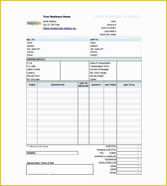 Free Pro forma Template Of 9 Proforma Invoice Templates Free Word Pdf format