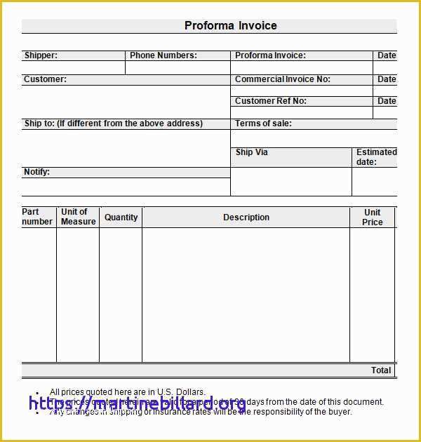 Free Pro forma Template Of Free Proforma Invoice Template Word New Free Proforma