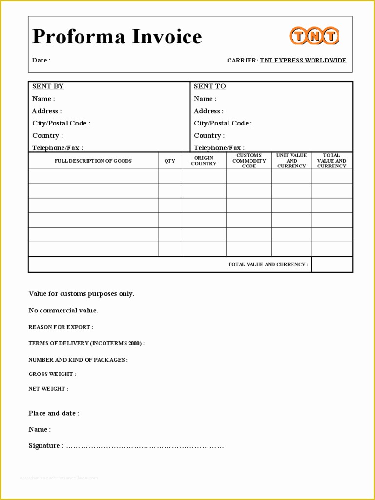 Free Pro forma Template Of Pro forma Invoice Template 4 Free Templates In Pdf Word