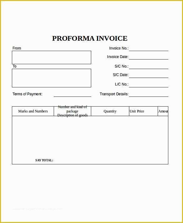 Free Pro forma Template Of Proforma Invoice Template