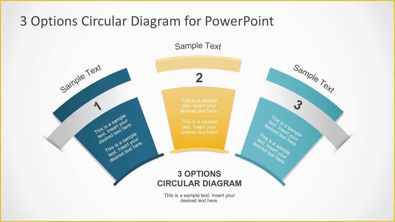 Free Process Flow Template Of 3 Options Circular Fan Diagram for Powerpoint