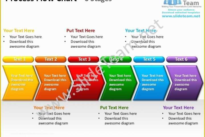 Free Process Flow Template Of Process Flow Chart 6 Stages Powerpoint Templates 0712