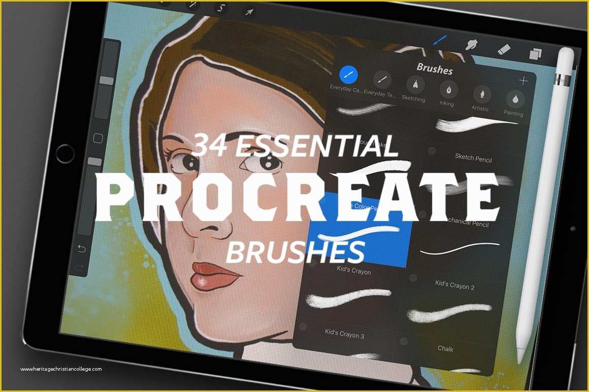 Free Procreate Templates Of 34 Essential Procreate Brushes Brushes Creative Market