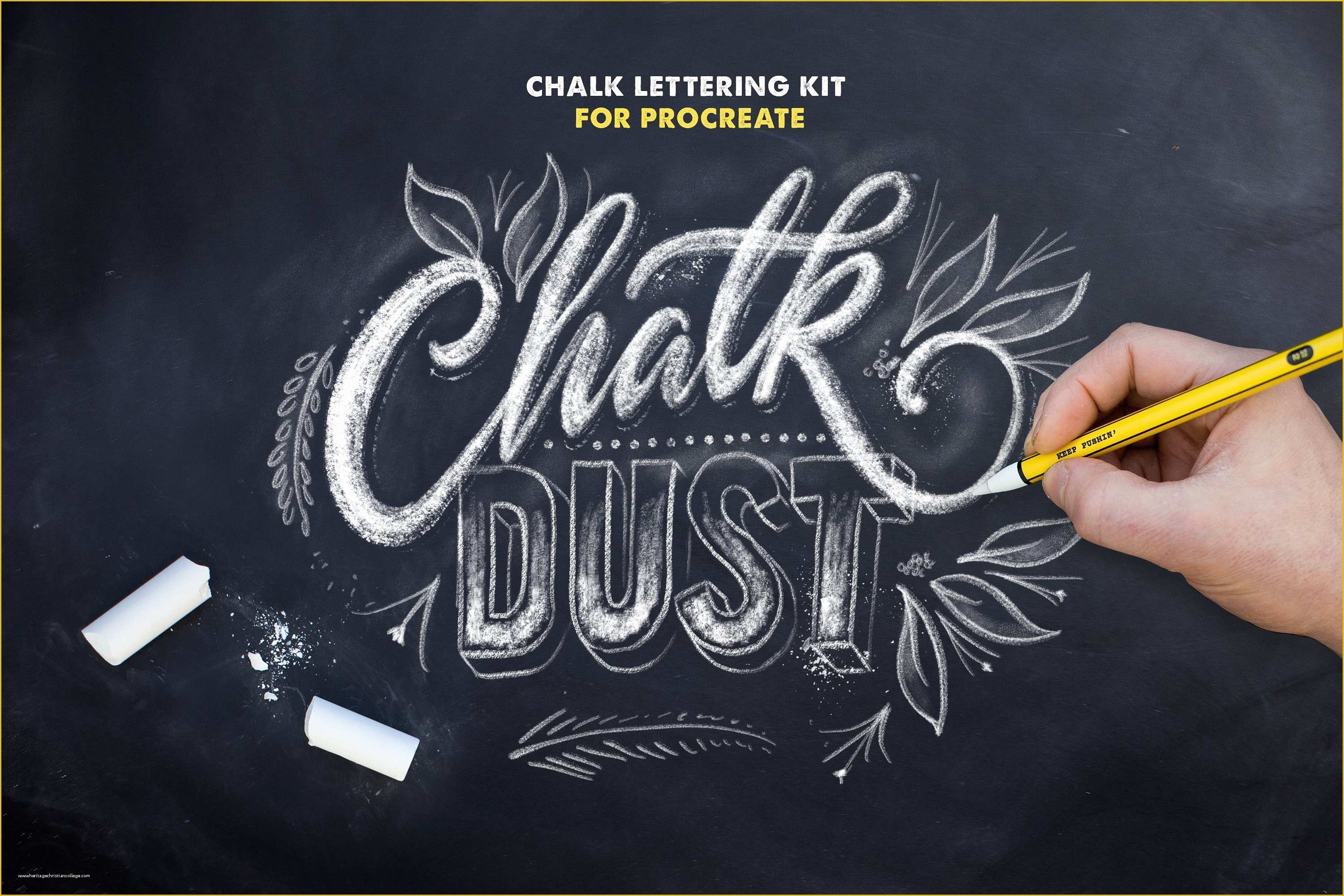 Free Procreate Templates Of Chalk Dust Procreate Lettering Kit Brushes Creative
