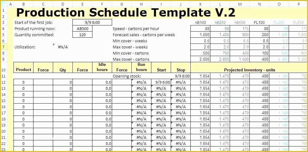 Free Production Scheduling Excel Template Of Production Calendar Template Free Templates