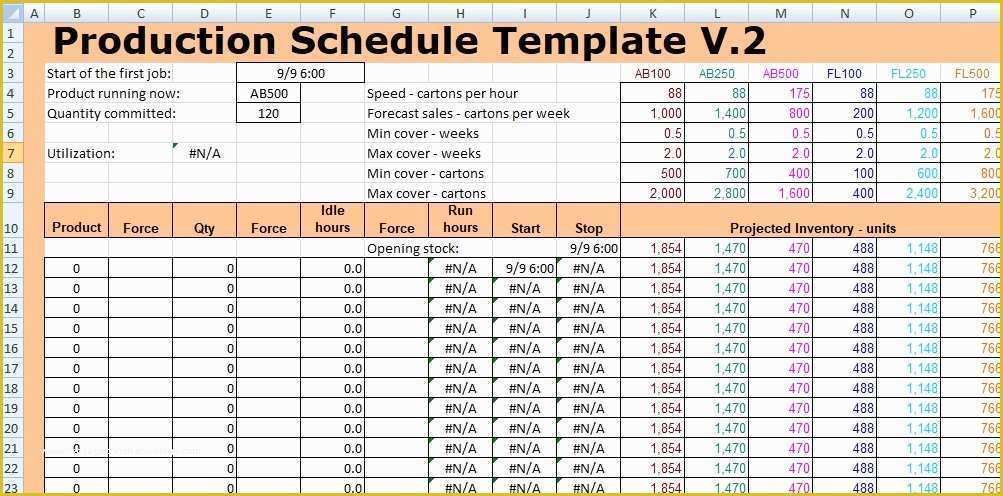 Free Production Scheduling Excel Template Of Production Schedule Template Excel