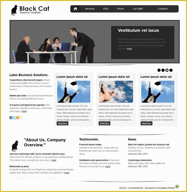 Free Professional Business Website Templates Of Free Business Web Template – Black Cat