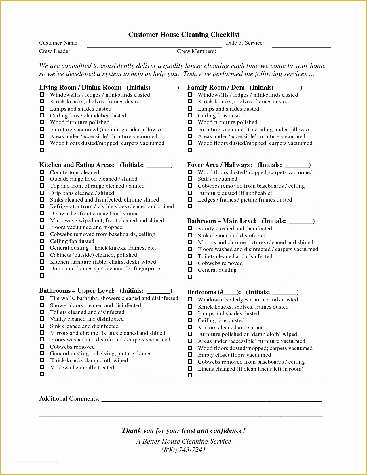 Free Professional House Cleaning Checklist Template Of 9 Best Of Maid Service Checklist Printable House