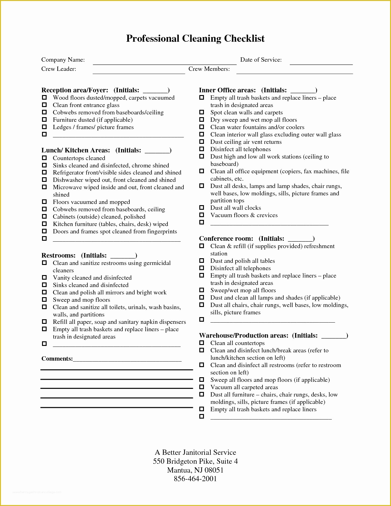 Free Professional House Cleaning Checklist Template Of 9 Best Of Maid Service Checklist Printable House