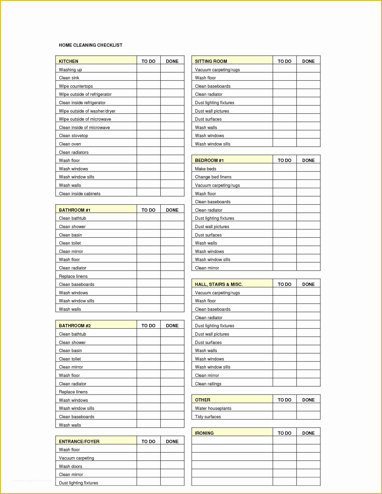 Free Professional House Cleaning Checklist Template Of House Cleaning Checklist Templates …