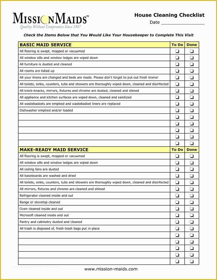 Free Professional House Cleaning Checklist Template Of Housekeeping Checklist
