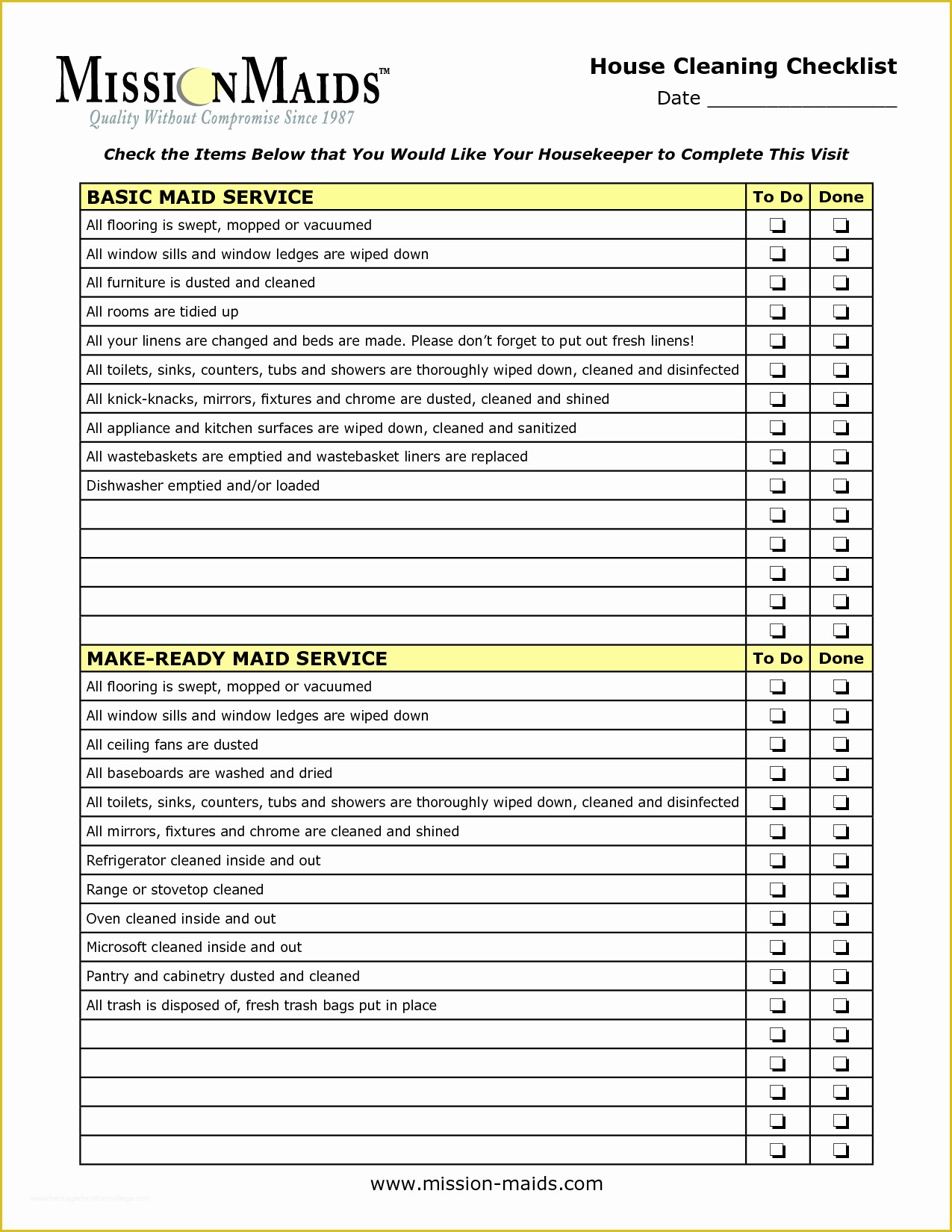 Free Professional House Cleaning Checklist Template Of Housekeeping Checklist