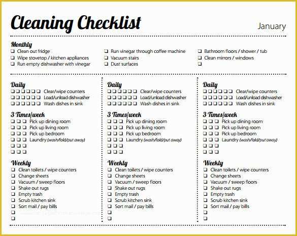 Free Professional House Cleaning Checklist Template Of Sample Weekly Checklist Template 10 Free Documents In