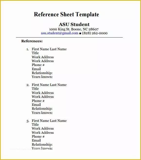 Free Professional References Template Of 12 Sample Reference Sheet Templates to Download