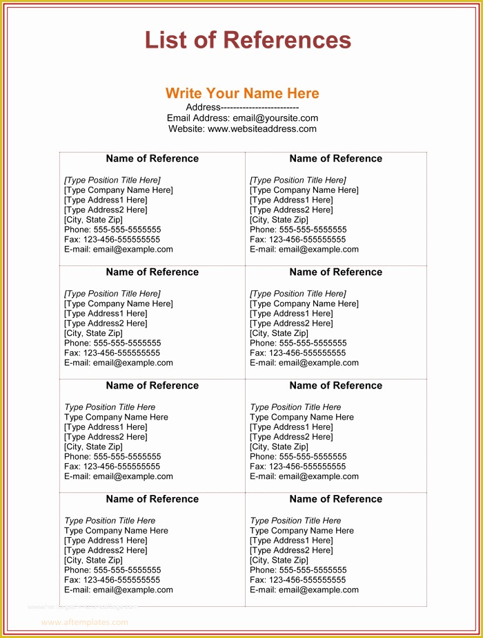 Free Professional References Template Of 3 Free Printable Reference List Template for Word