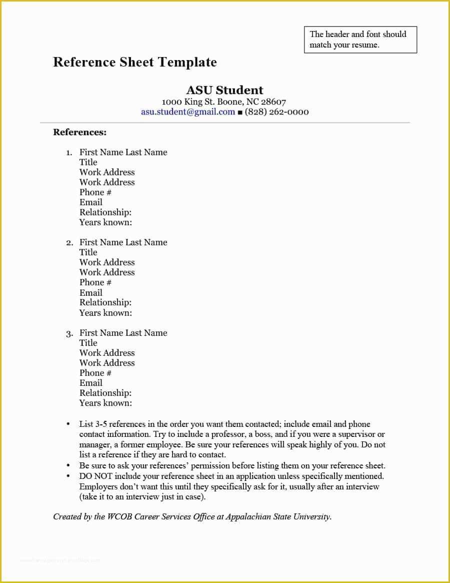 Free Professional References Template Of 40 Professional Reference Page Sheet Templates