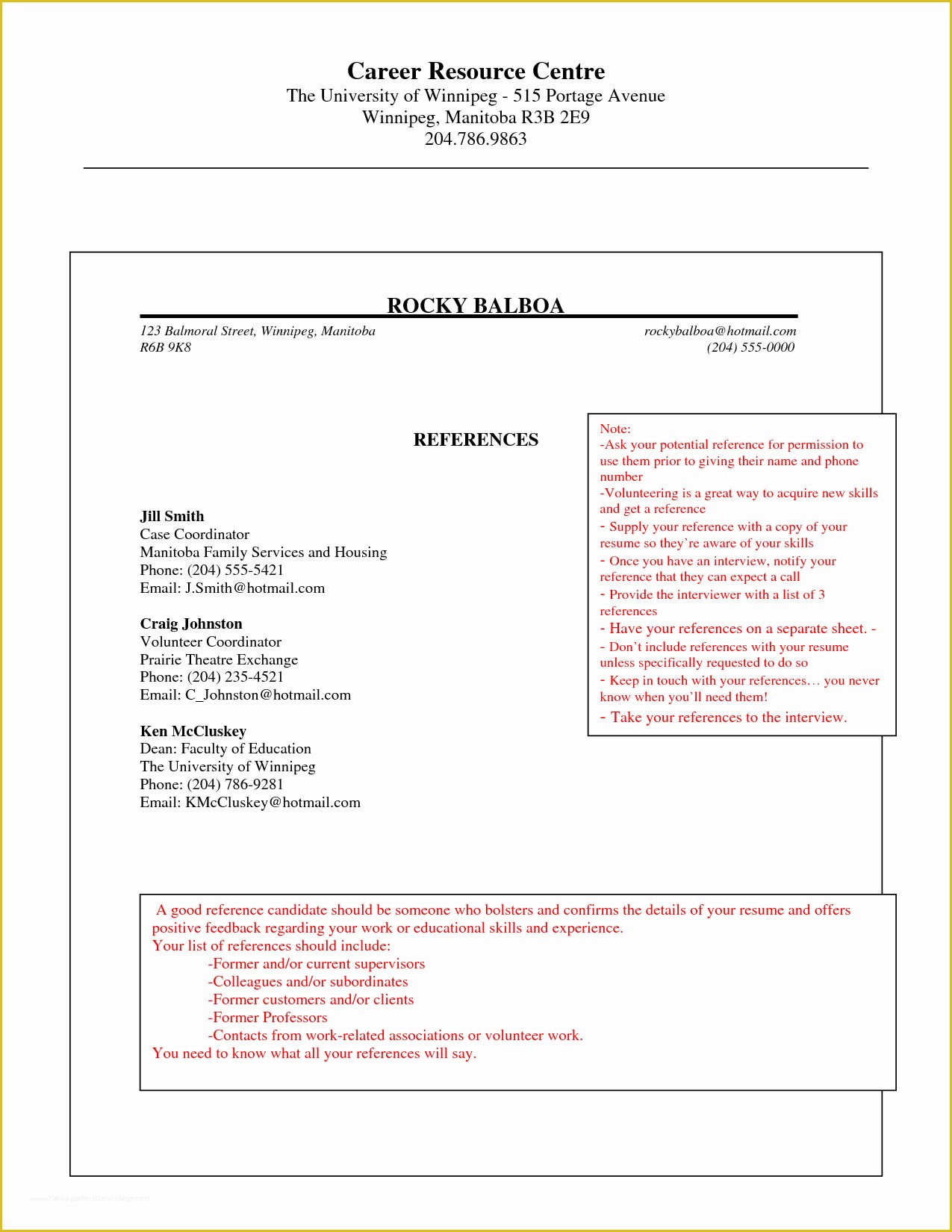 Free Professional References Template Of Professional Reference Template