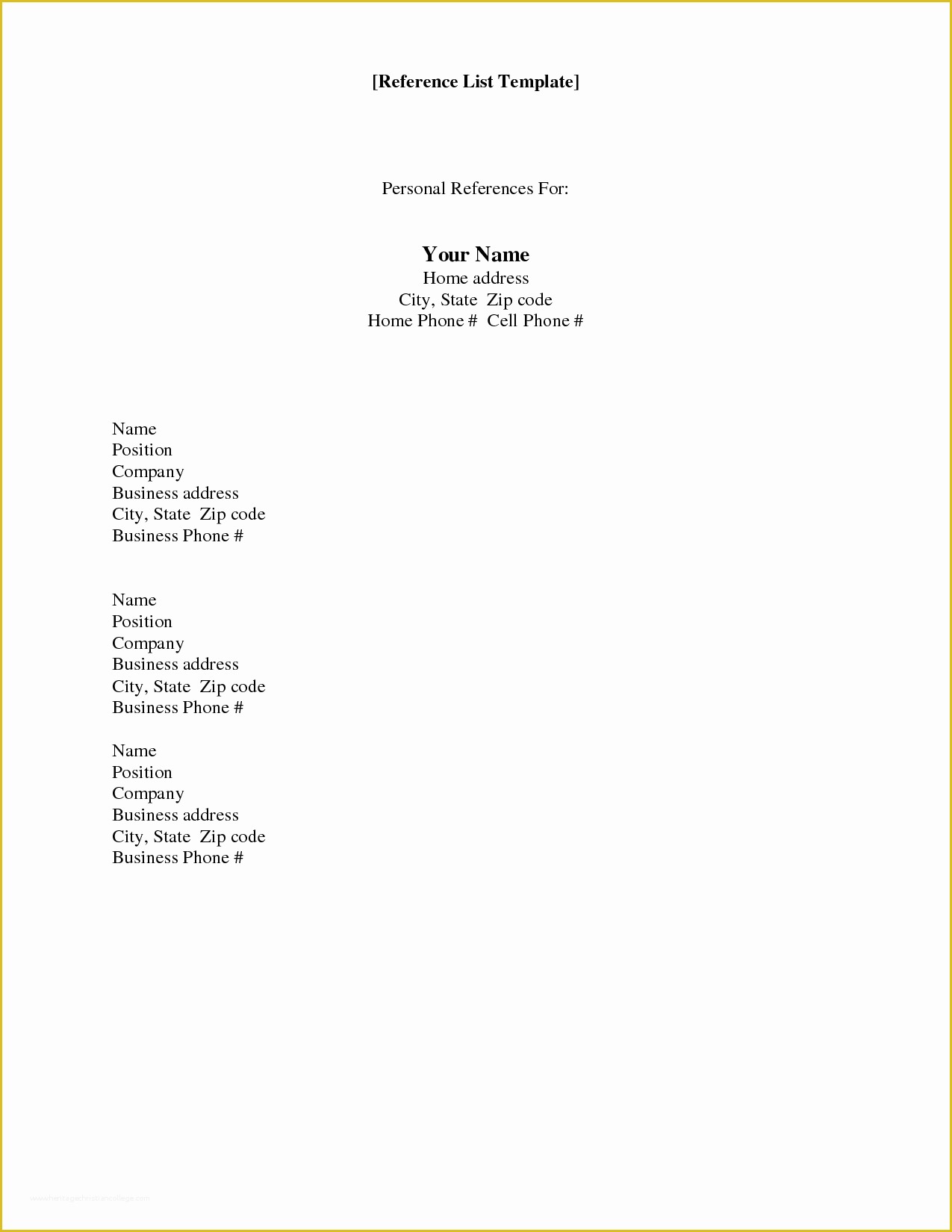 Free Professional References Template Of Reference List Relationship Free Professional References Template Of Reference List Relationship