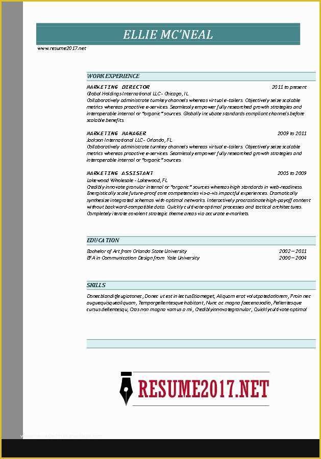 Free Professional Resume Templates 2017 Of Free Resume Templates 2017