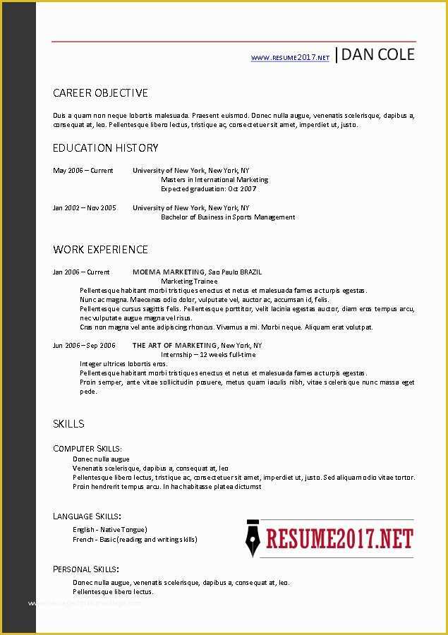 Free Professional Resume Templates 2017 Of Free Resume Templates 2017