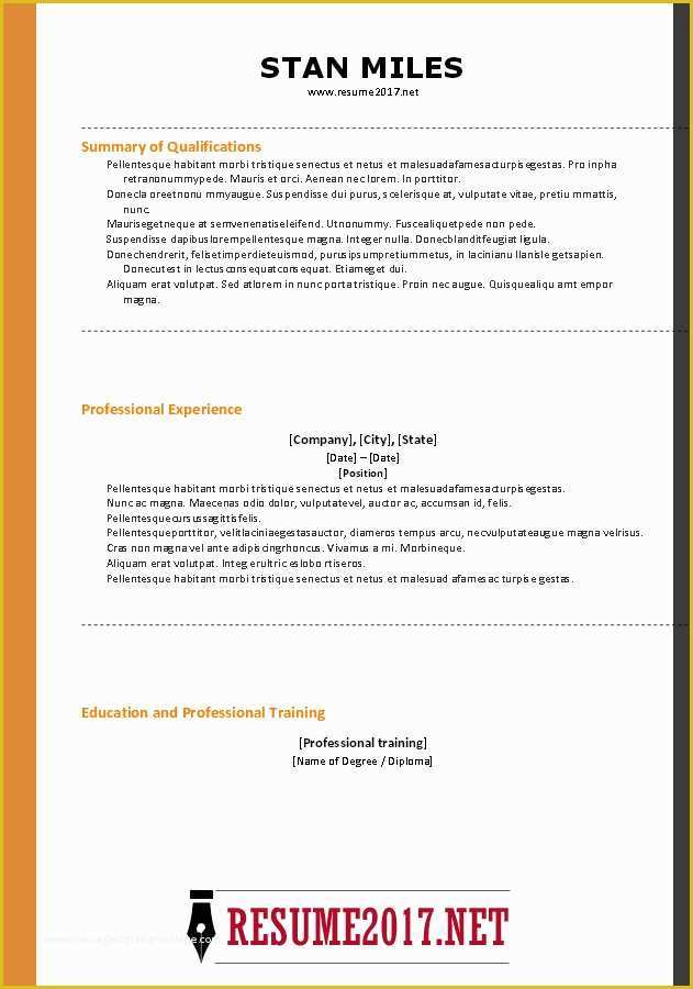 Free Professional Resume Templates 2017 Of Free Resume Templates 2017