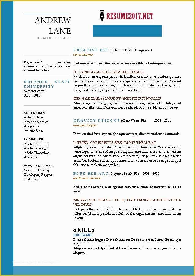 Free Professional Resume Templates 2017 Of Resume format 2017 16 Free to Word Templates