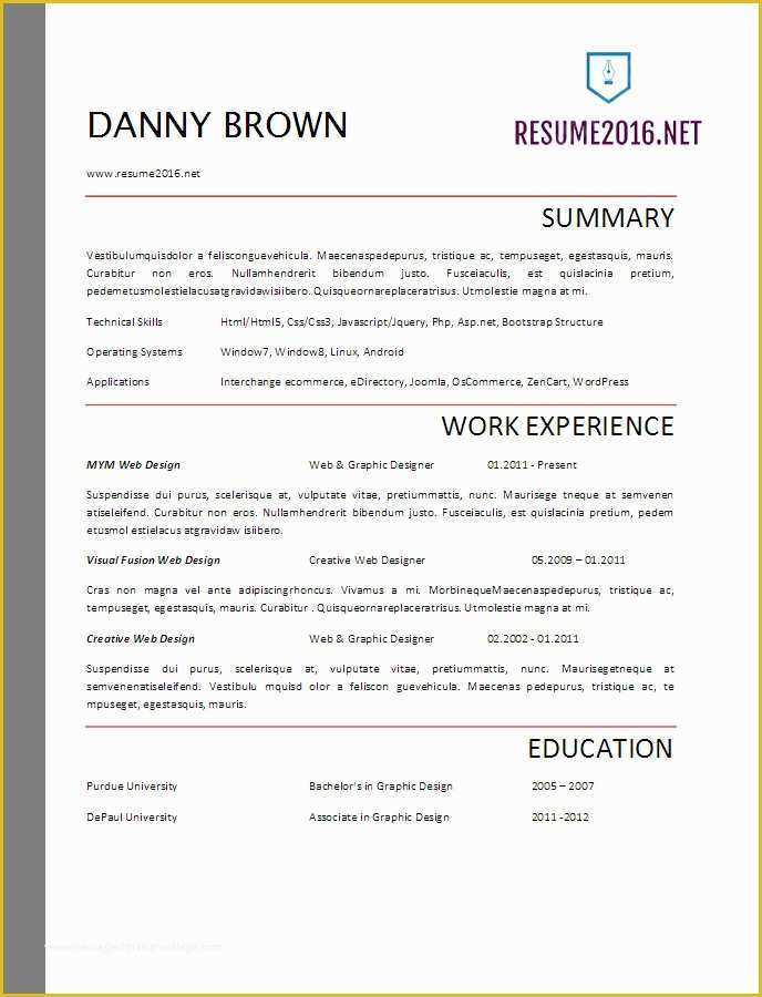 Free Professional Resume Templates 2017 Of Resume format 2017 20 Free Word Templates