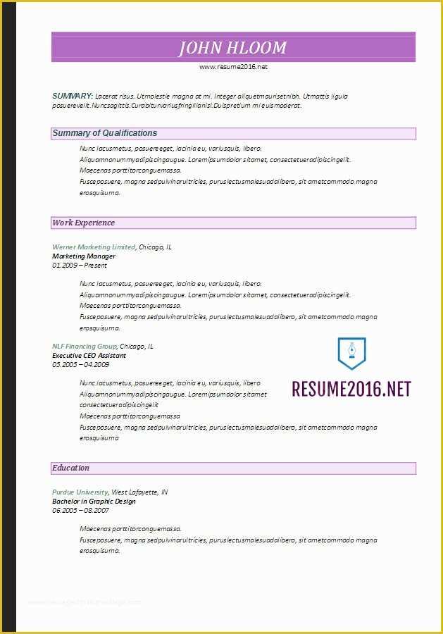 Free Professional Resume Templates 2017 Of Resume format 2017 20 Free Word Templates