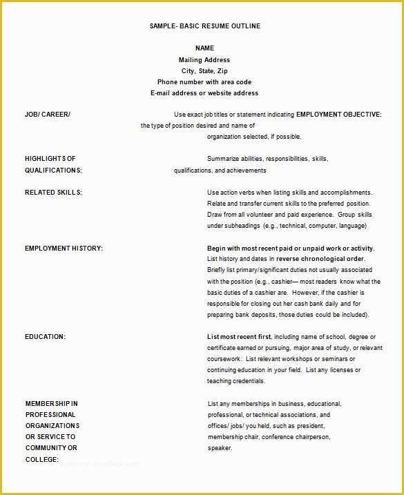 Free Professional Resume Templates Word Of 35 Outline Templates Free Word Pdf Psd Ppt