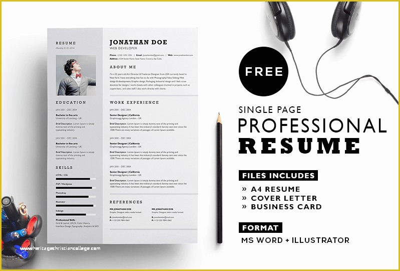 Free Professional Resume Templates Word Of 65 Eye Catching Cv Templates for Ms Word