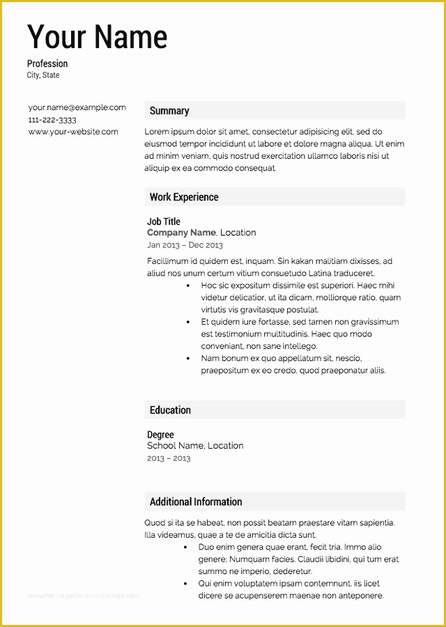 Free Professional Resume Templates Word Of Free Resume Templates