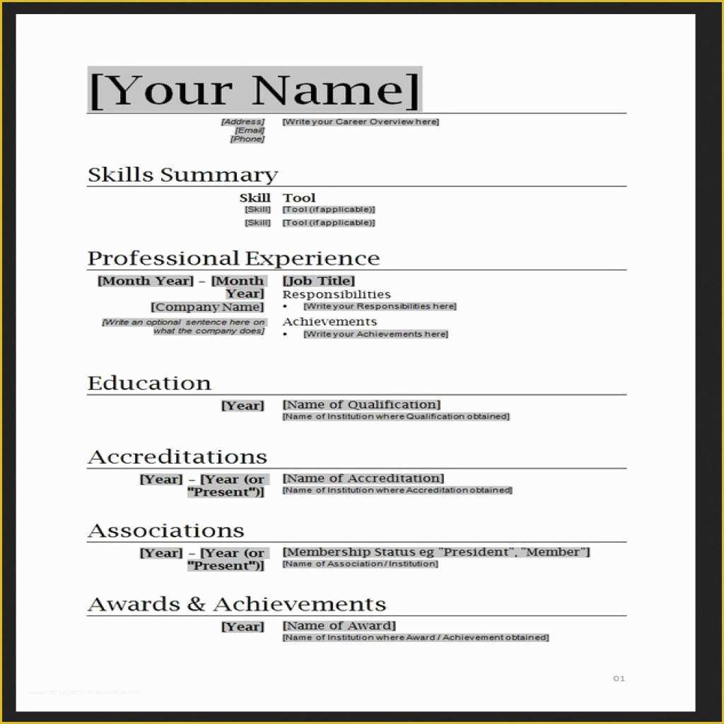 Free Professional Resume Templates Word Of Free Resume Templates Word