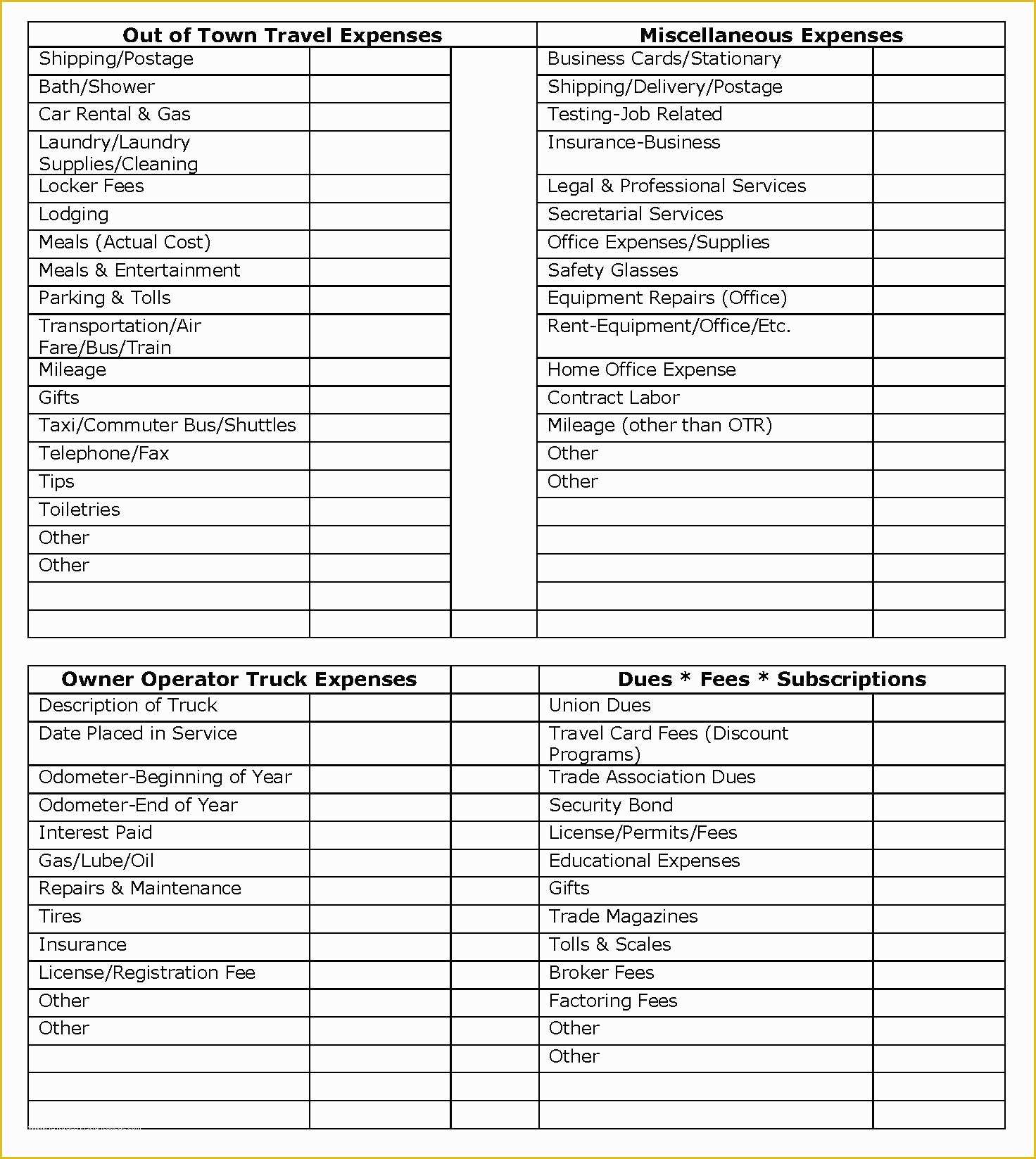 Free Profit and Loss Template for Self Employed Of Tax Deduction Worksheet for Truck Drivers