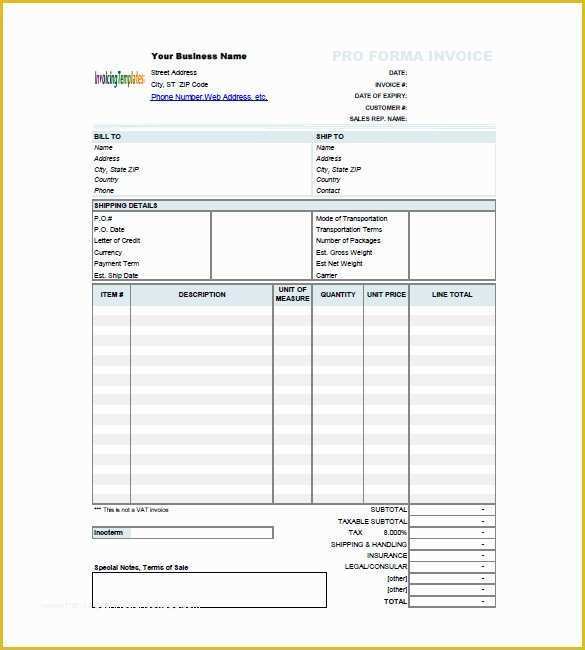 Free Proforma Invoice Template Download Of 15 Proforma Invoice Templates Pdf Doc Excel