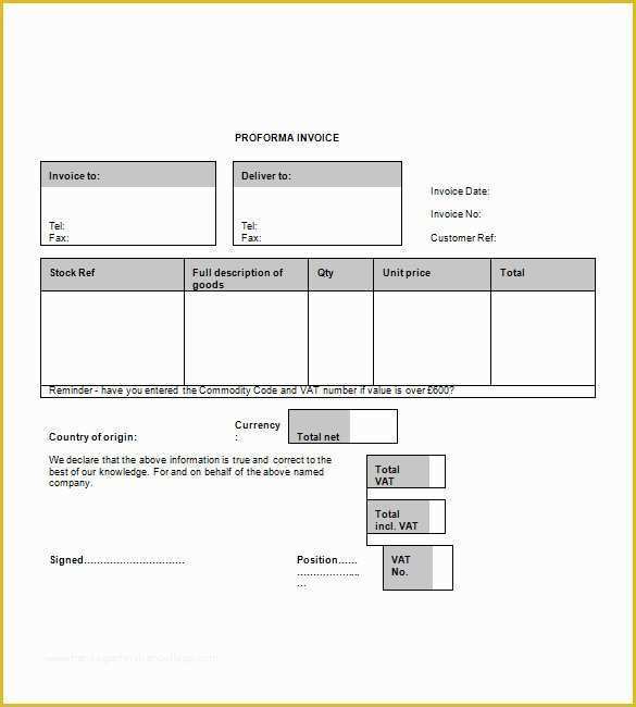 Free Proforma Invoice Template Download Of 15 Proforma Invoice Templates Pdf Doc Excel