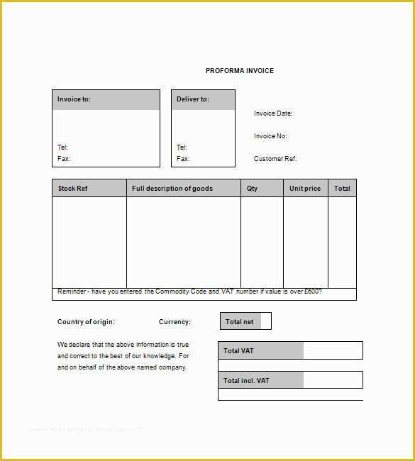 Free Proforma Invoice Template Download Of 9 Proforma Invoice Templates Free Word Pdf format