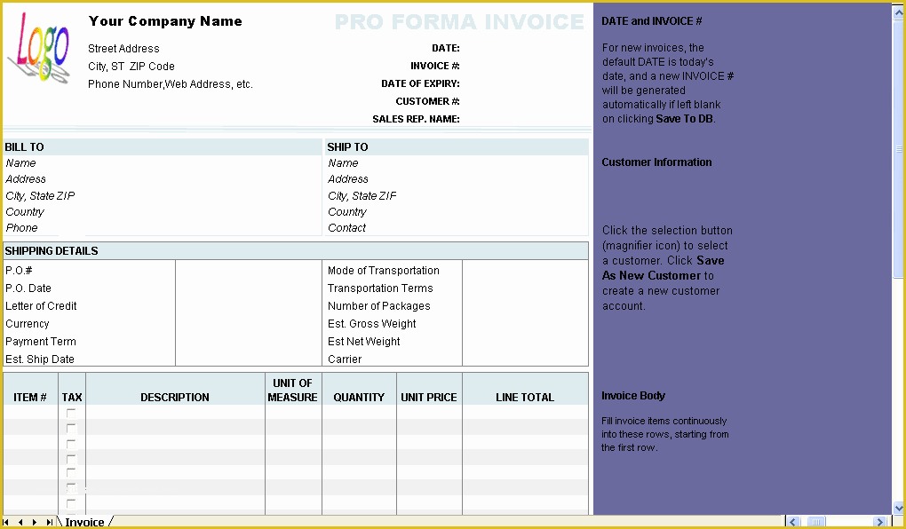 Free Proforma Invoice Template Download Of Free Proforma Invoice Template Download