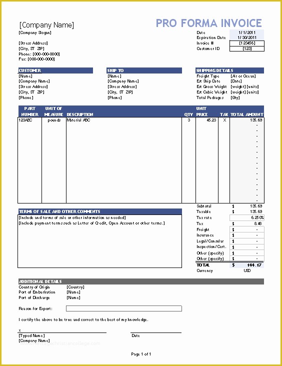 Free Proforma Invoice Template Download Of Free Proforma Invoice Template for Excel