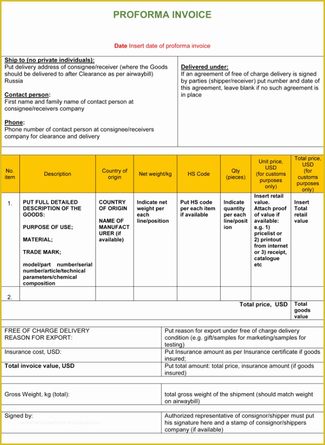 Free Proforma Invoice Template Download Of Pro forma Invoice Template 5 Free Pro forma Invoices