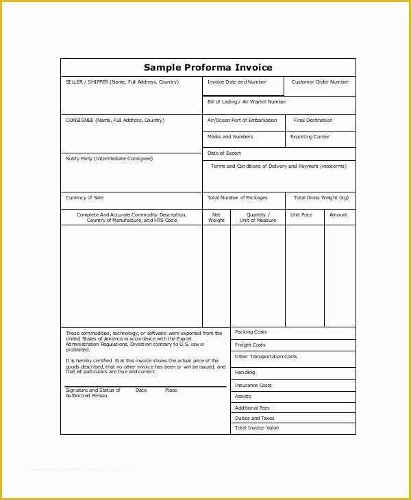 Free Proforma Invoice Template Download Of Proforma Invoice 13 Free Word Excel Pdf Documents