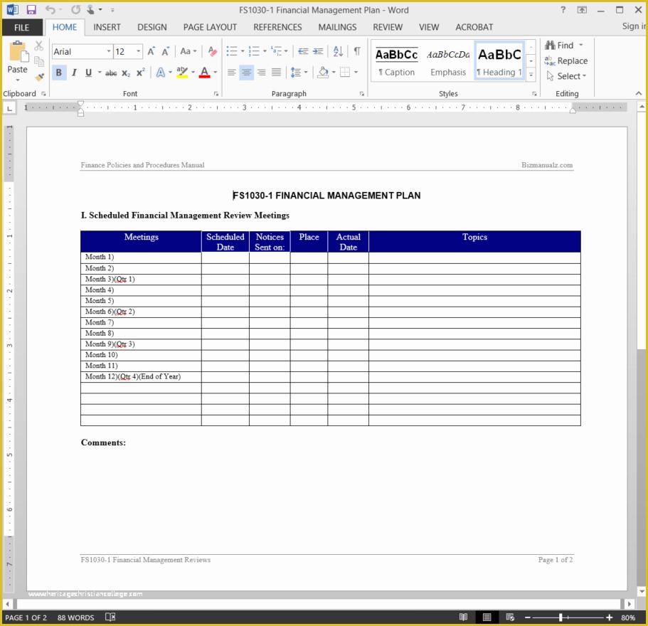 Free Program Management Templates Of Financial Management Review Report Template
