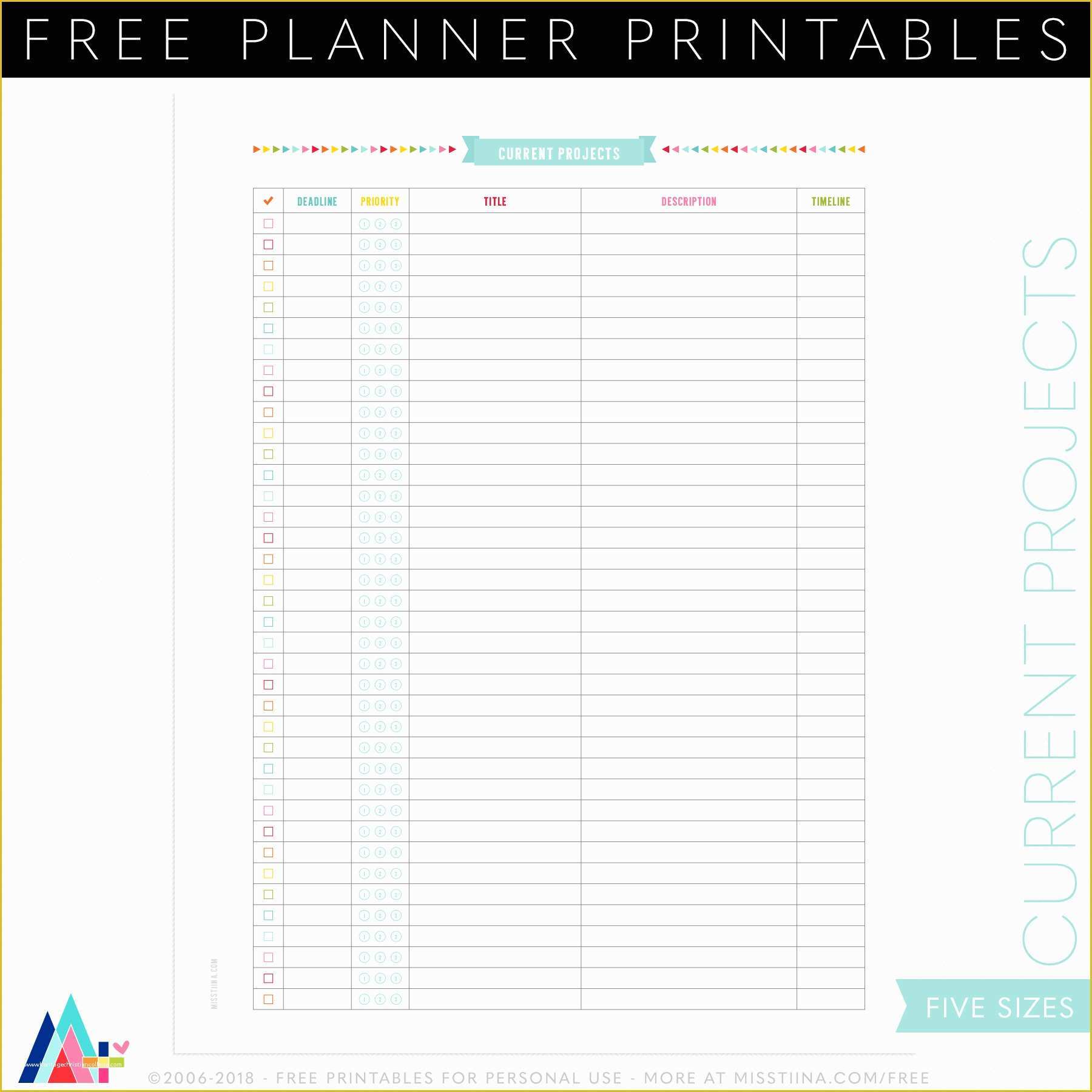Free Project Life Templates Of Free Project Planner Current Projects Planner Page
