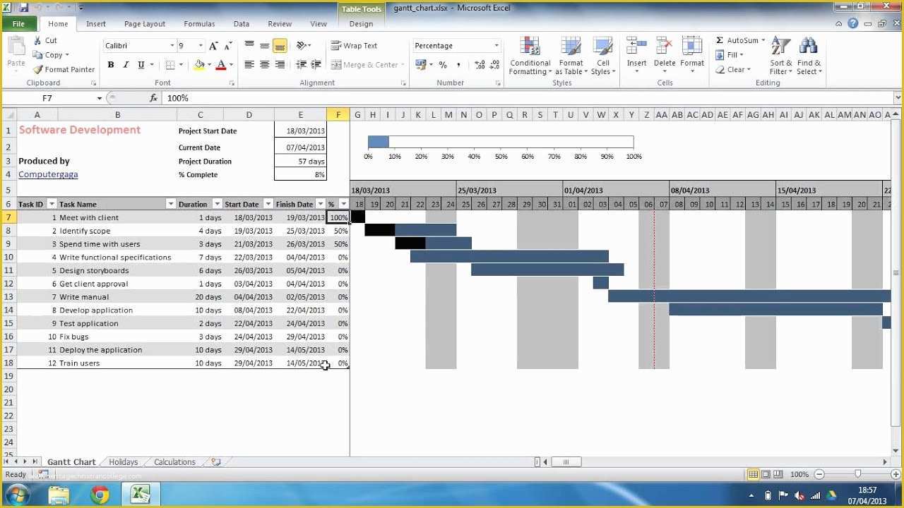 Free Project Management Templates Excel 2016 Of Excel Gantt Chart Template