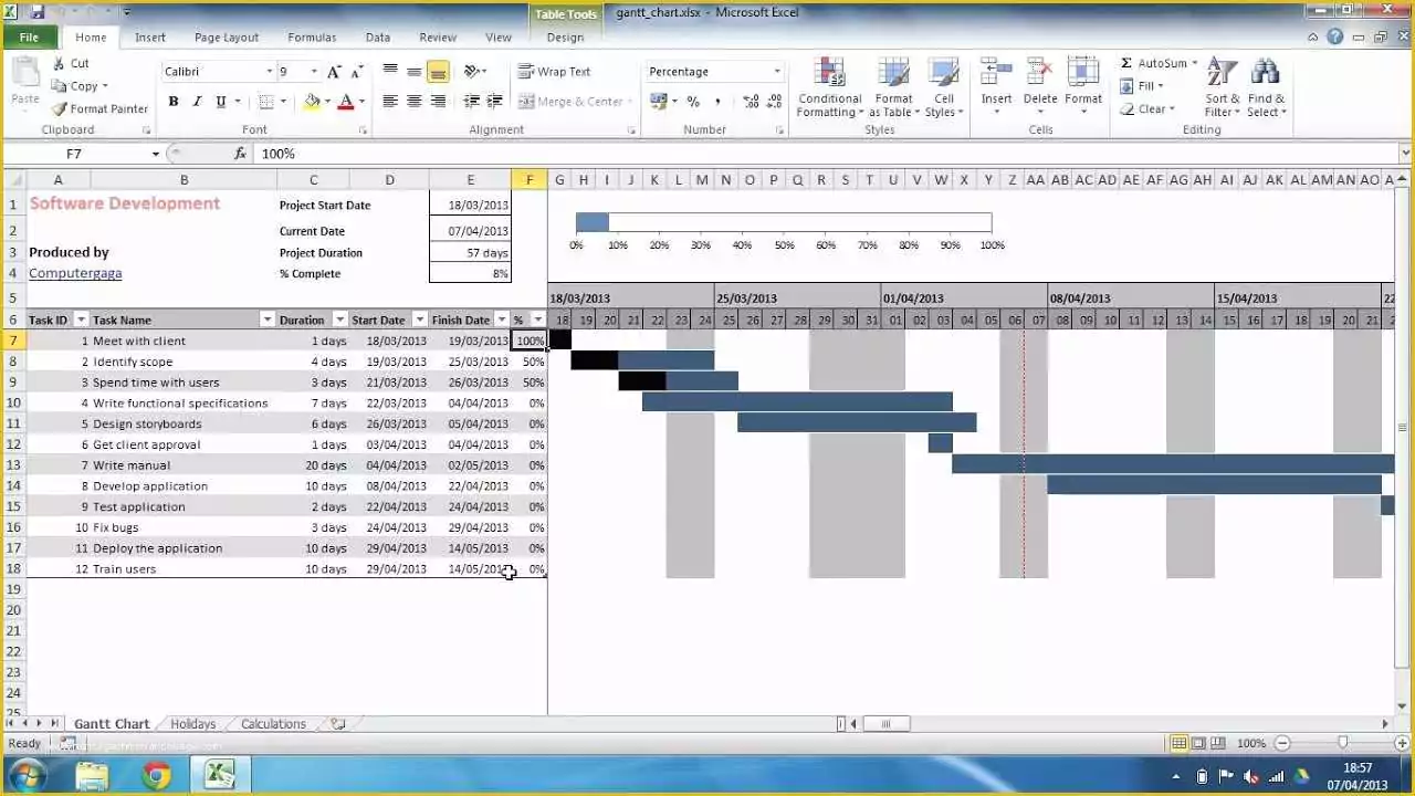 60 Free Project Plan Gantt Chart Excel Template