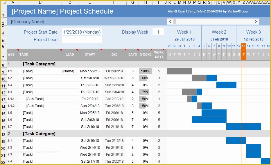 Free Project Plan Gantt Chart Excel Template Of Free Gantt Chart Template for Excel
