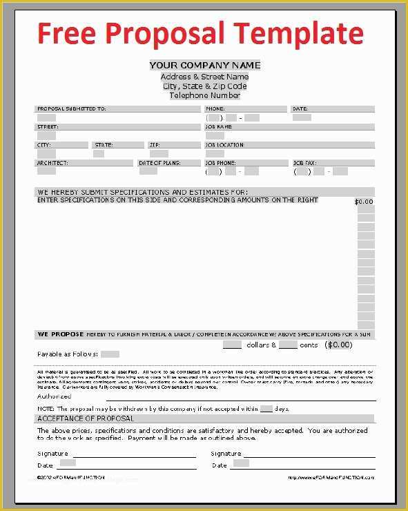 Free Project Proposal Templates for Word Of Construction Proposal Template