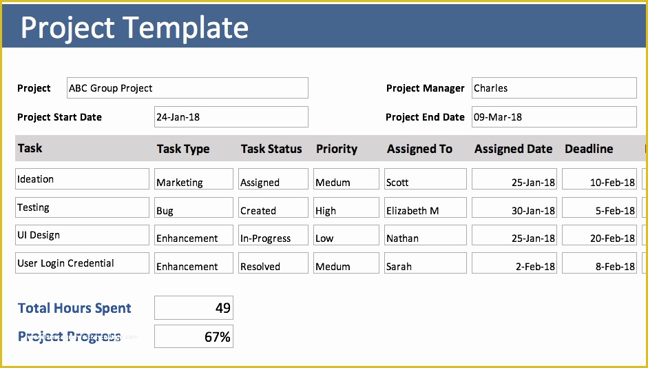 Free Project Tracking Template Of Free Excel Templates