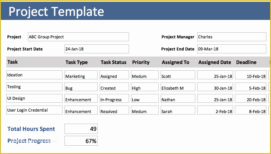 Free Project Tracking Template Of Free Excel Templates